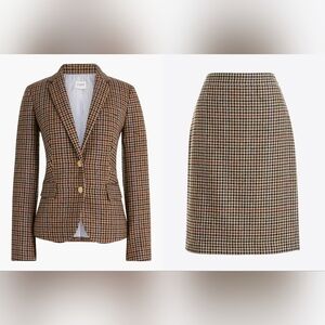 J. Crew | Brown and Tan Plaid Skirt Set